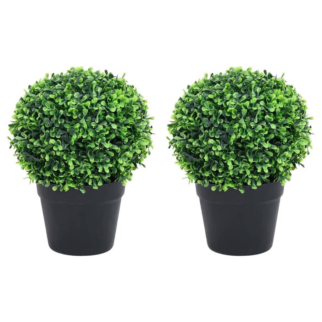 Vidaxl - Plantes de buis artificiel 2 pcs avec pots Boule Vert 37 cm - Image 1
