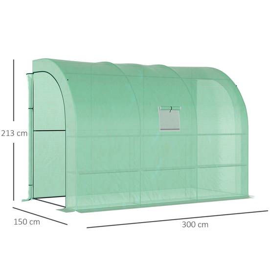 Serre adossée acier jardin avec étagères 300x150x213cm vert - ComfortXL Outdoor Living - Image 5