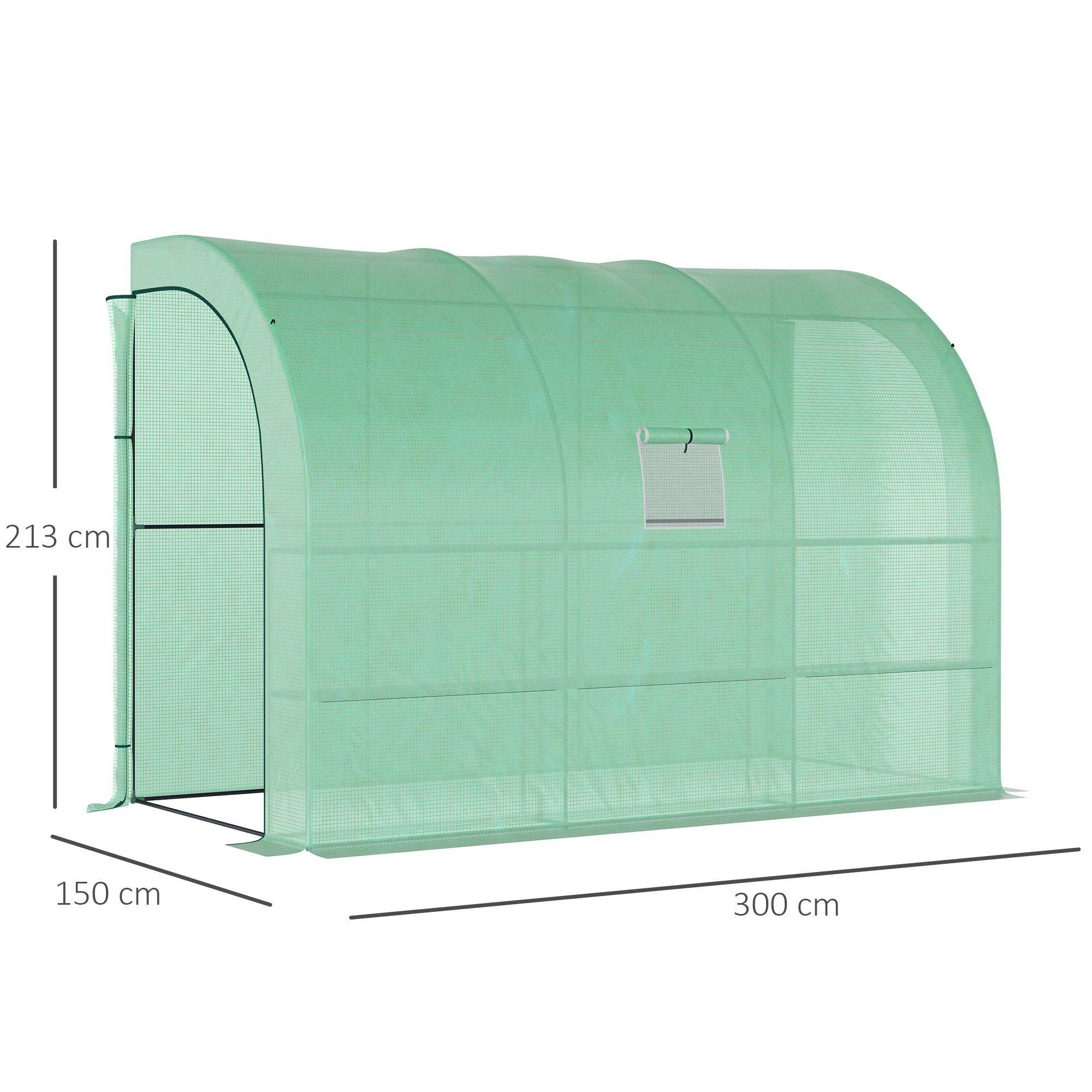 Serre adossée acier jardin avec étagères 300x150x213cm vert - ComfortXL Outdoor Living - Image 5