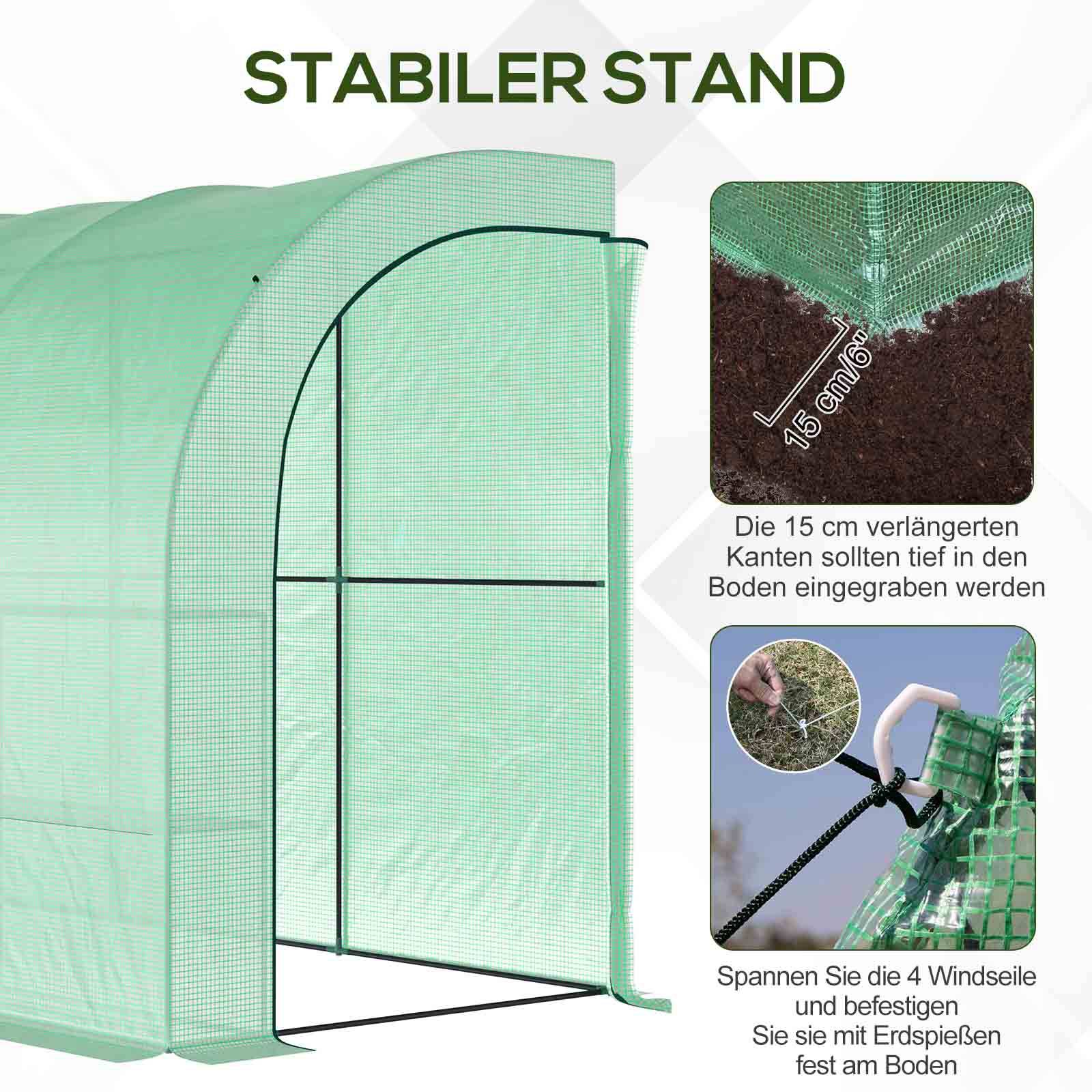 Serre adossée acier jardin avec étagères 300x150x213cm vert - ComfortXL Outdoor Living - Image 6