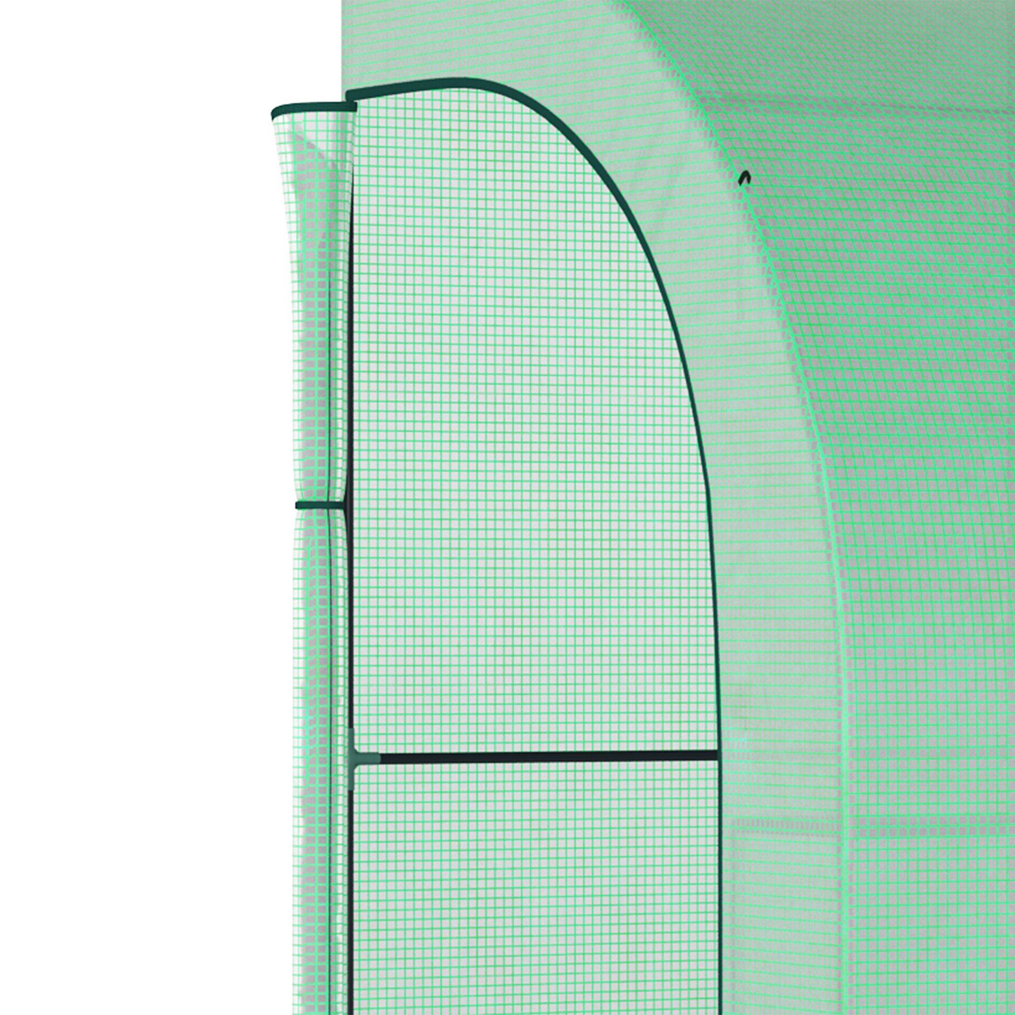 Serre adossée acier jardin avec étagères 300x150x213cm vert - ComfortXL Outdoor Living - Image 10