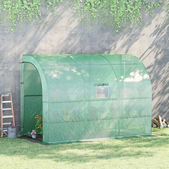 Serre adossée acier jardin avec étagères 300x150x213cm vert - ComfortXL Outdoor Living - Image 3