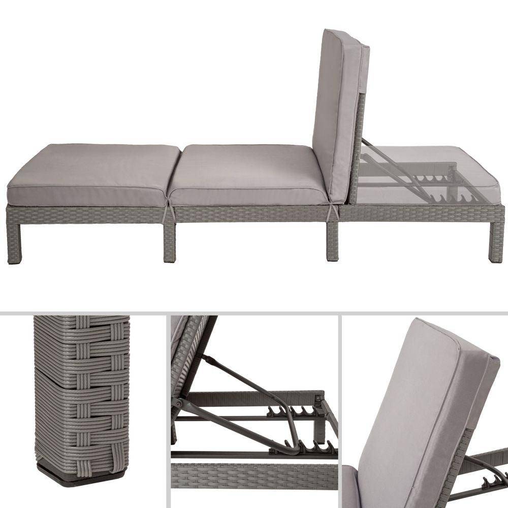 Helloshop26 - Bain de soleil transat meuble jardin 5 positions gris - Image 2