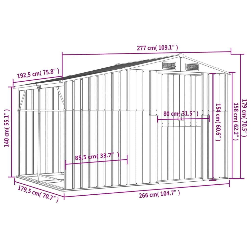 Vidaxl - Abri de jardin vert 277x192,5x179 cm acier galvanisé vidaXL 3188286 - Image 3