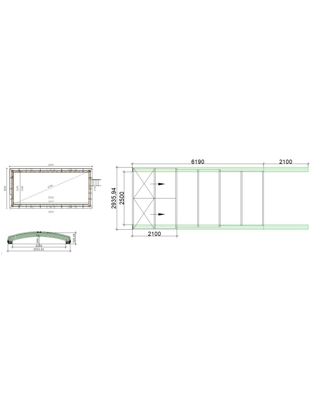 Altanka - Abri de piscine Skyline pour les modèles 6,20x3 m - BAS87, BAS787 - polycarbonate alvéolaire 8 mm - Couleur Ral7037 Gris  - ECO323 - Image 2