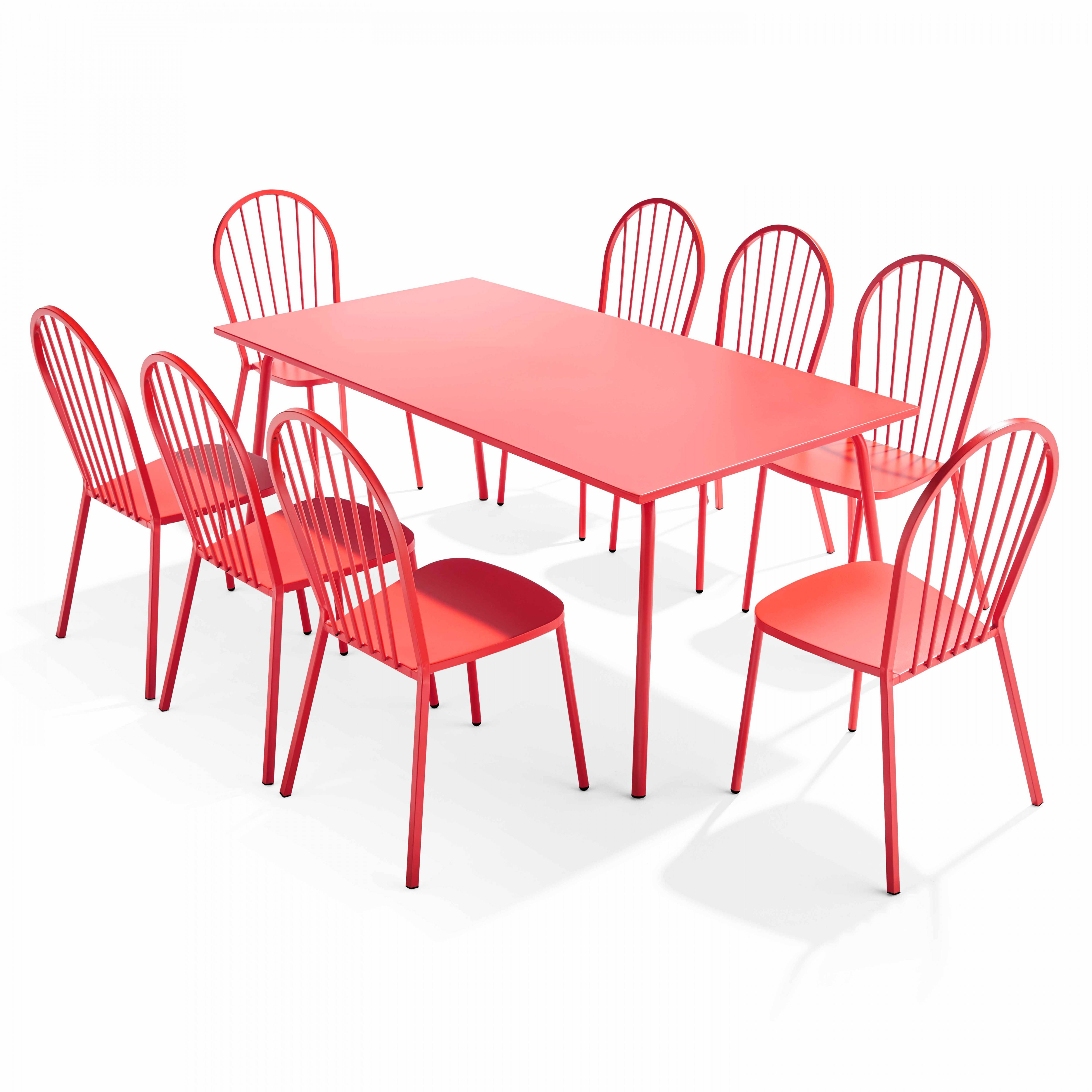 Oviala - Ensemble table de jardin et 8 chaises bistrot en acier rouge Palavas - Oviala - Image 1