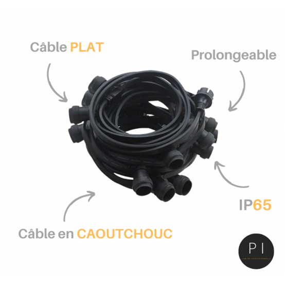 Guirlande guinguette 50M 50 douilles E27 professionnelle extensible IP65 exterieur - Image 2