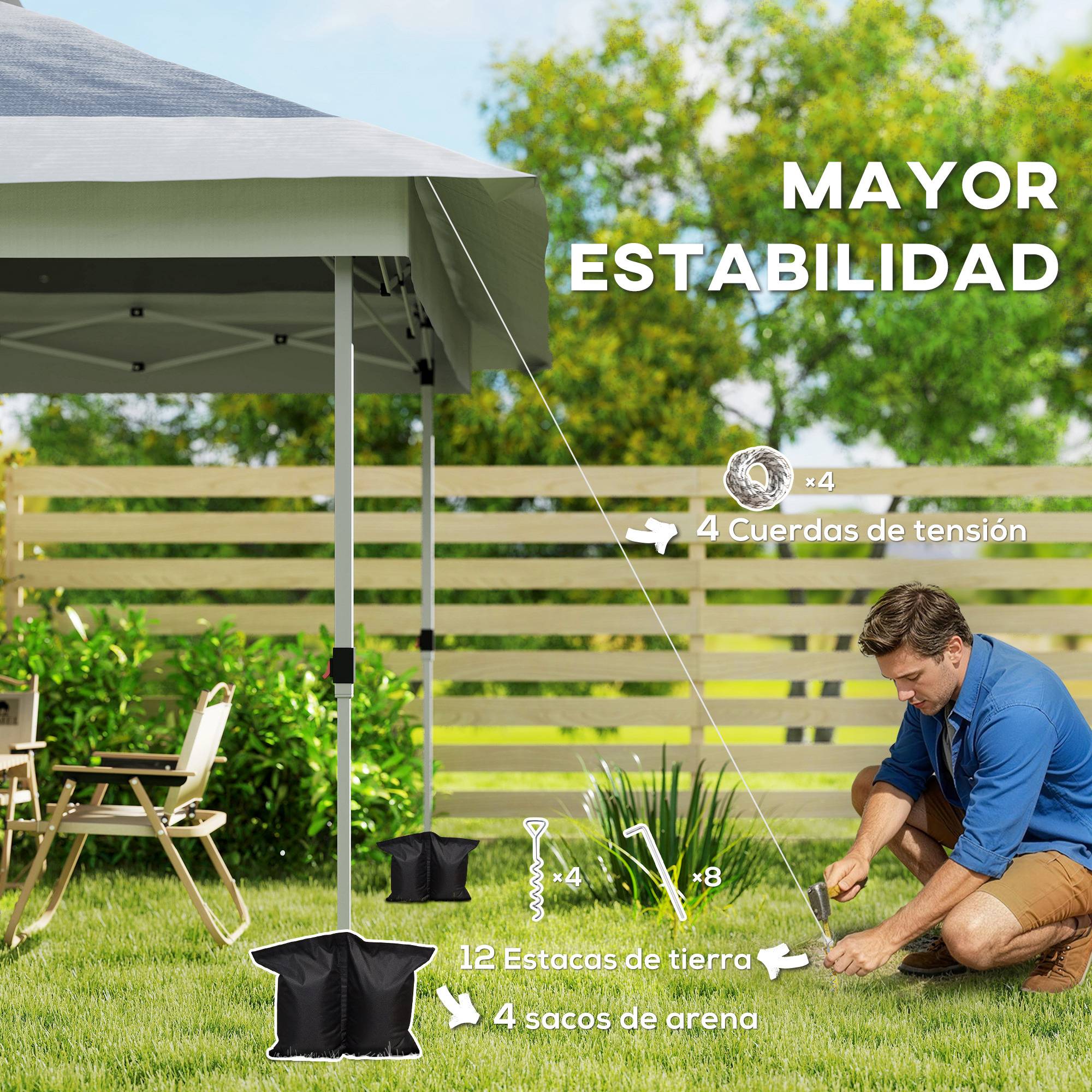 ComfortXL - Tonnelle pliante métal toile Oxford jardin moustiquaires UPF50+ 3,6 x 3,6 m gris foncé - ComfortXL Outdoor Living - Image 10