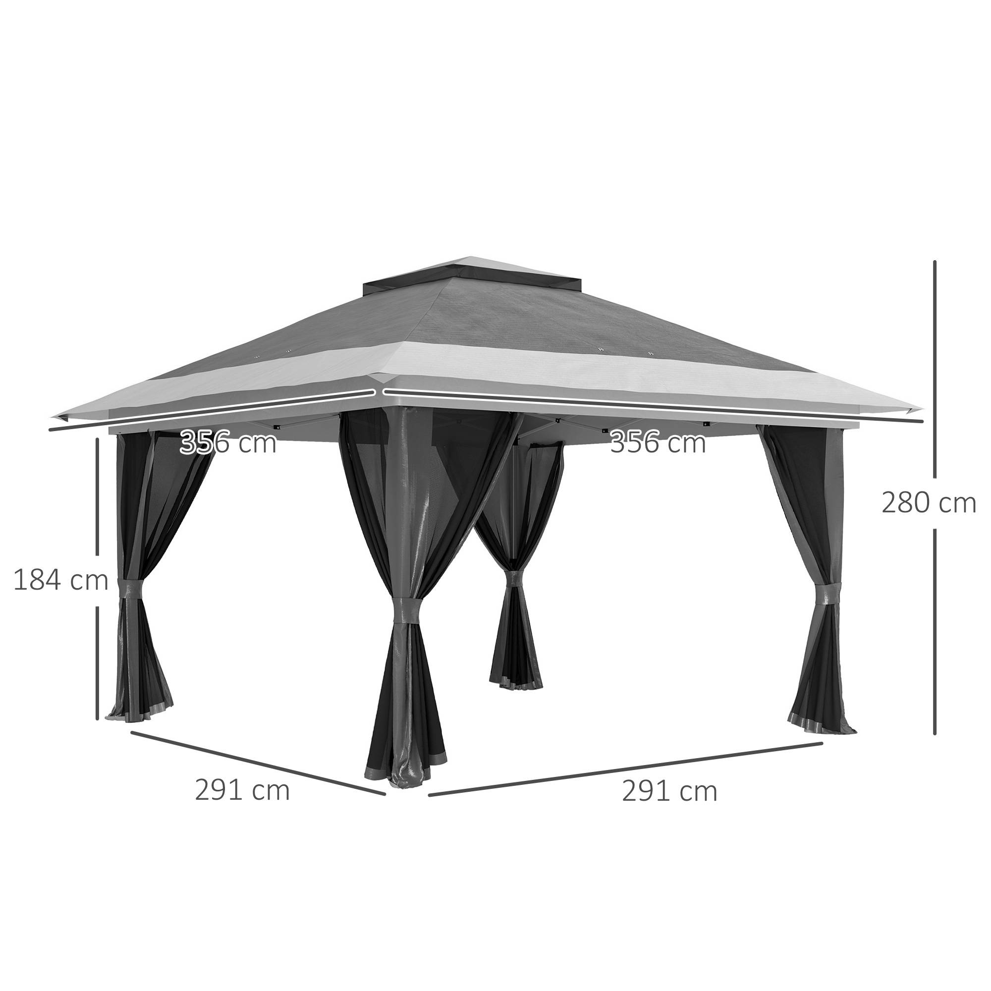 ComfortXL - Tonnelle pliante métal toile Oxford jardin moustiquaires UPF50+ 3,6 x 3,6 m gris foncé - ComfortXL Outdoor Living - Image 5