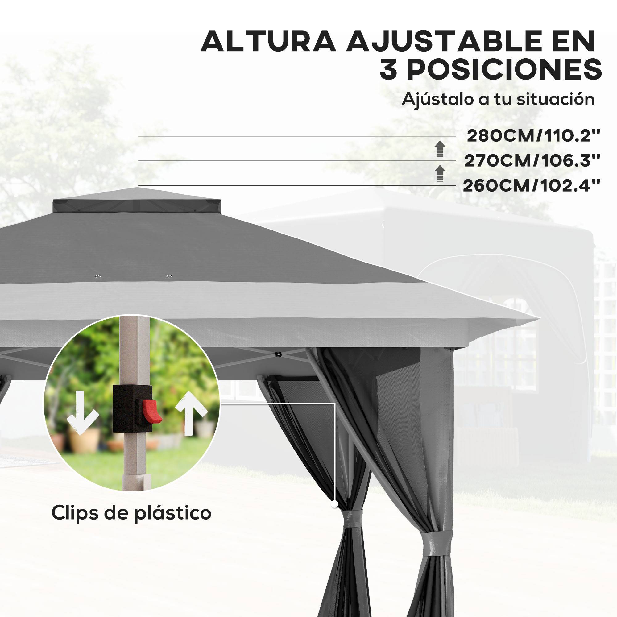 ComfortXL - Tonnelle pliante métal toile Oxford jardin moustiquaires UPF50+ 3,6 x 3,6 m gris foncé - ComfortXL Outdoor Living - Image 7