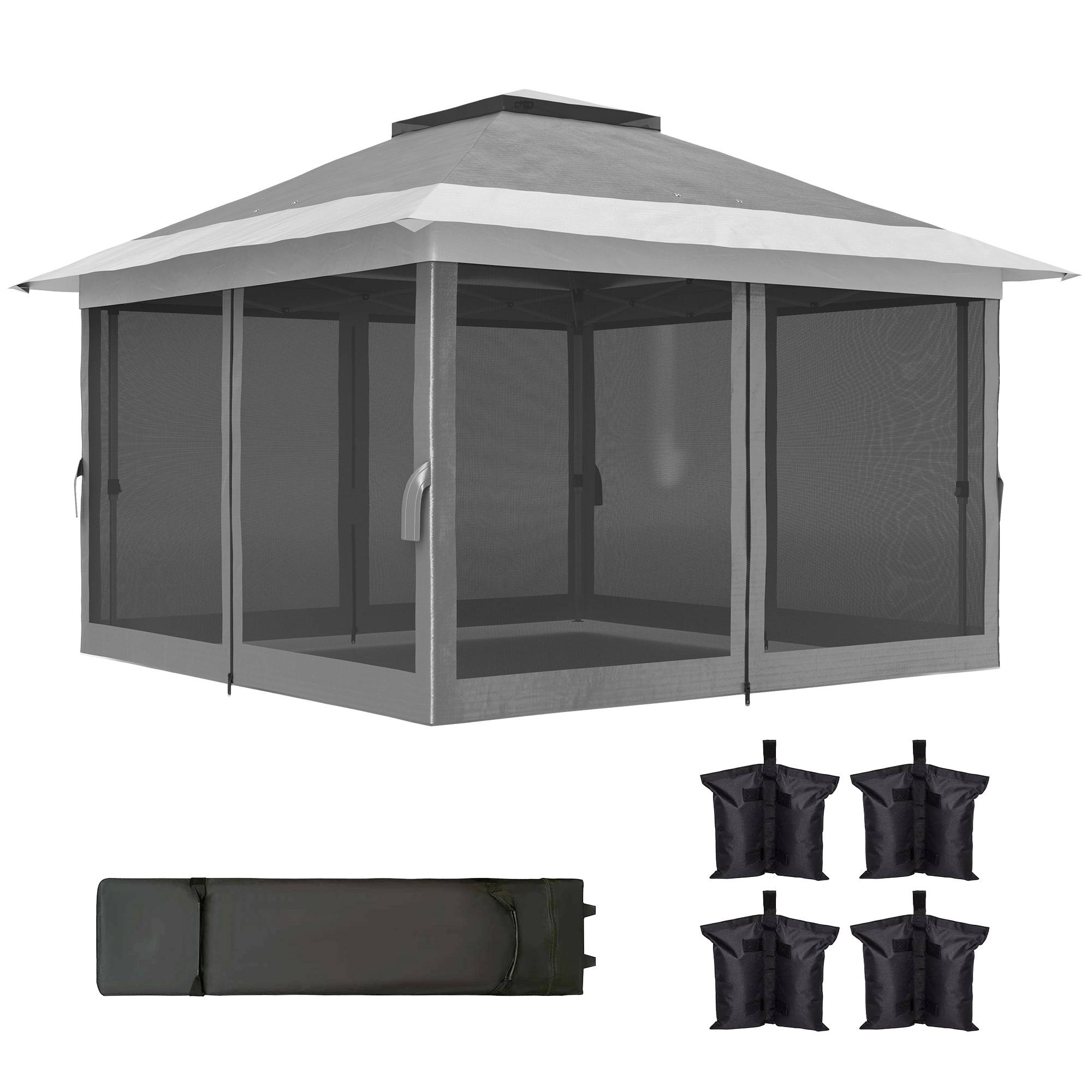 ComfortXL - Tonnelle pliante métal toile Oxford jardin moustiquaires UPF50+ 3,6 x 3,6 m gris foncé - ComfortXL Outdoor Living - Image 2