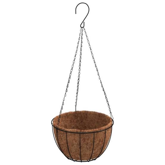 Jardinières suspendues acier et fibre de coco noir 35 x 35 x 52 cm - PANGIVO - Image 4