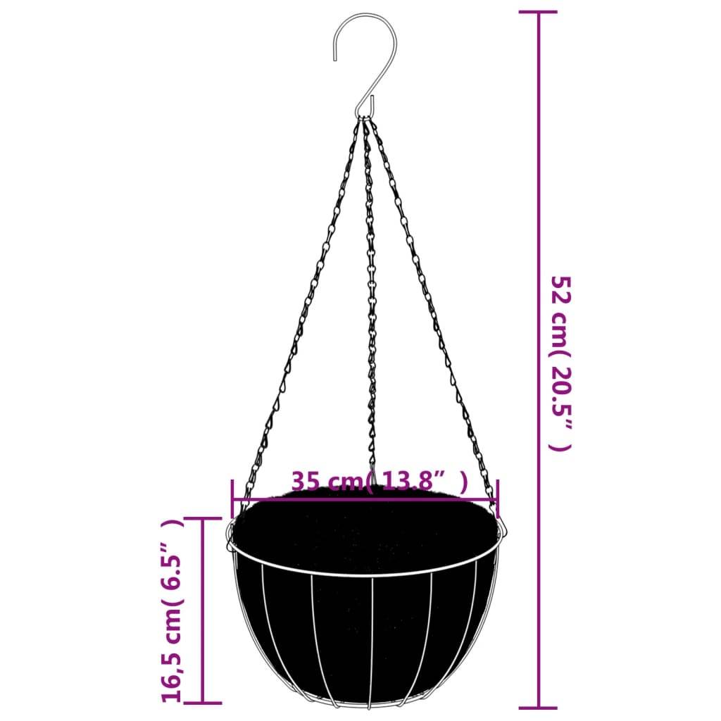 Jardinières suspendues acier et fibre de coco noir 35 x 35 x 52 cm - PANGIVO - Image 6