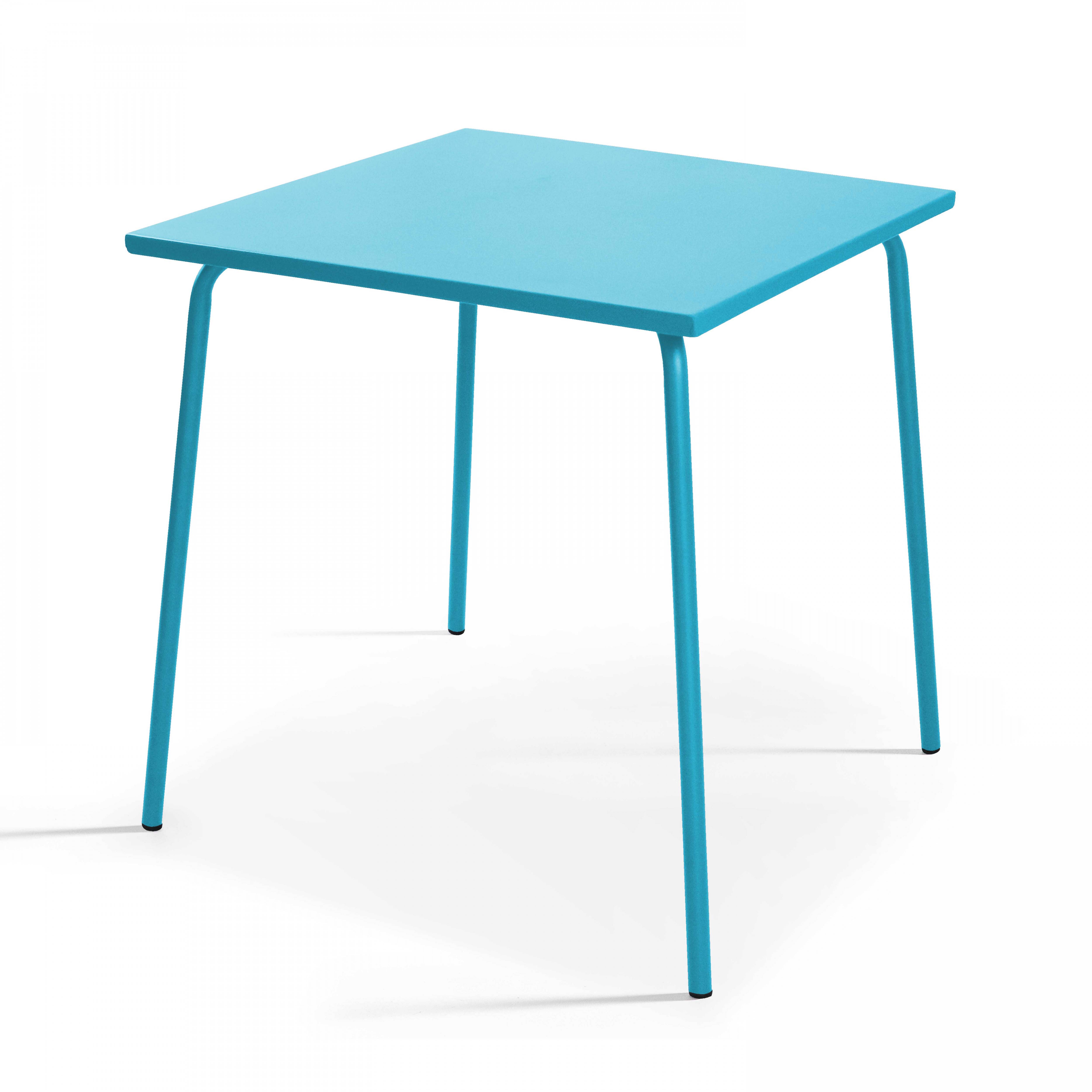 Oviala - Ensemble table de terrasse et 4 chaises en métal bleu Palavas - Oviala - Image 2