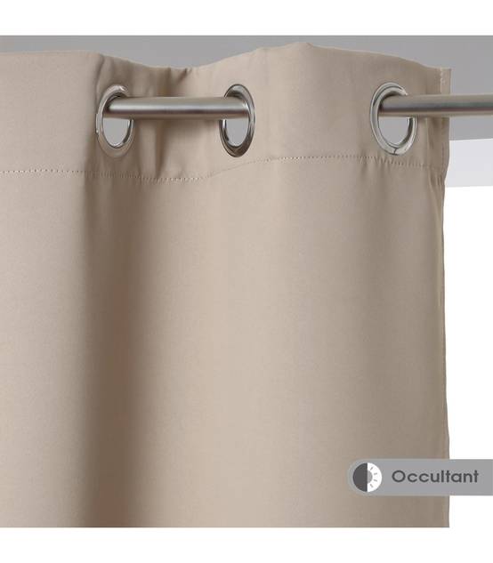 Rideau à œillets Occultant Beige Lin 140 x 260 cm - Image 1