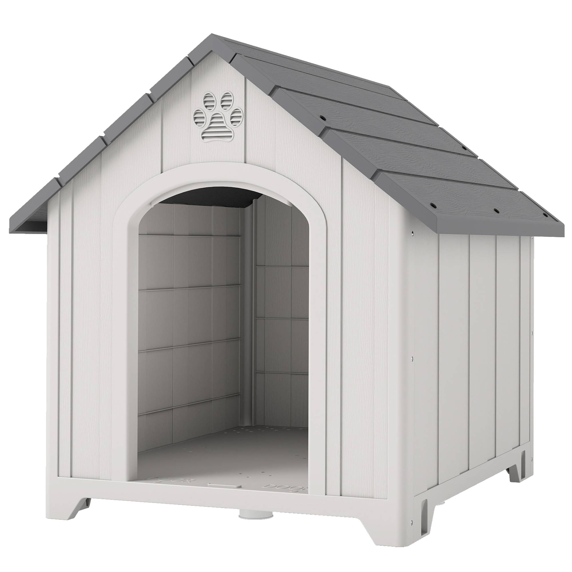Niche extérieure pour chien polypropylène étanche, ventilée, plancher surélevé, gris clair - Image 2