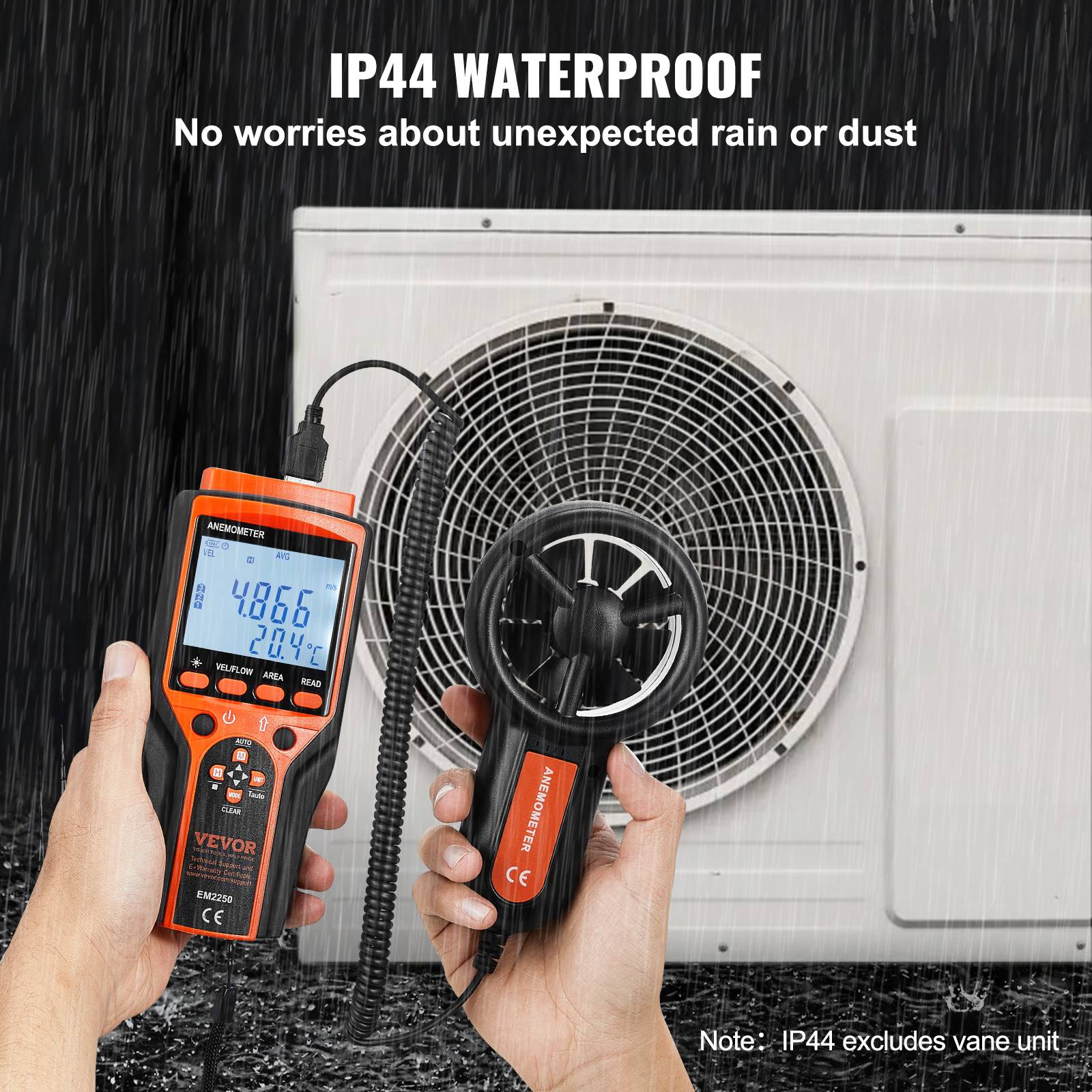 VEVOR Anémomètre portable -10 à 60 °C, mesure vitesse vent CFM. Pour voile, drone, CVC. - Image 6
