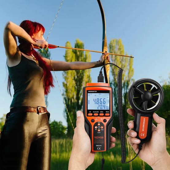 VEVOR Anémomètre portable -10 à 60 °C, mesure vitesse vent CFM. Pour voile, drone, CVC. - Image 8