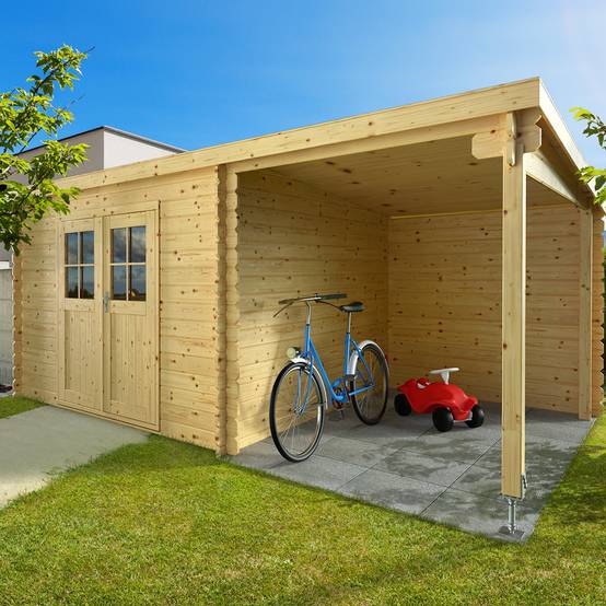 Eden Partenaire Jardin - Abri de jardin en bois mono pente de 9m² et auvent de 6m² - Image 3