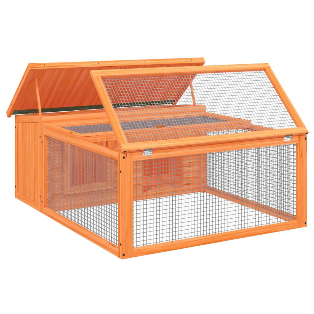 Clapier à lapins en bois avec parc de jeu pour jardin marron – ComfortXL Outdoor Living - Image 4