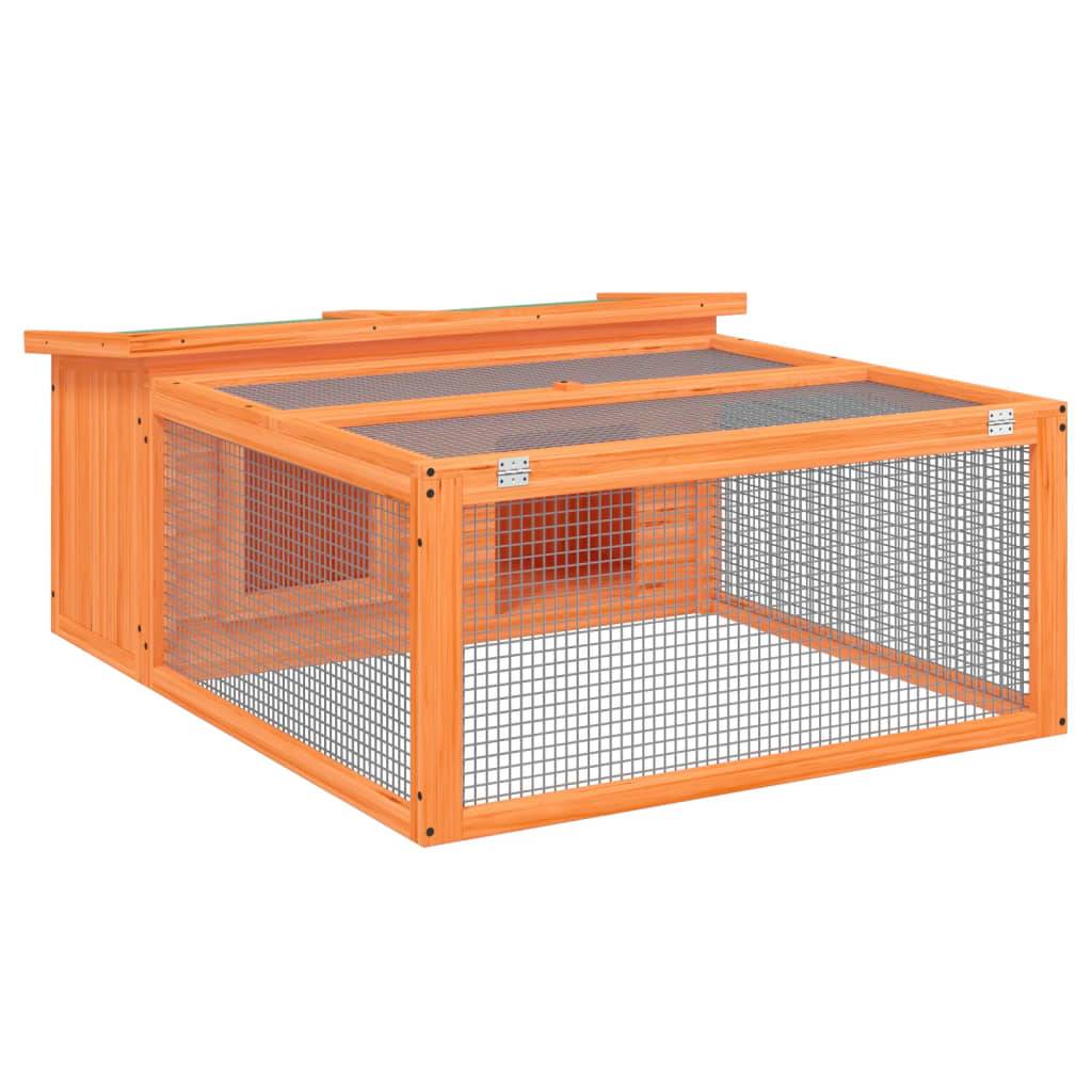 Clapier à lapins en bois avec parc de jeu pour jardin marron – ComfortXL Outdoor Living - Image 2