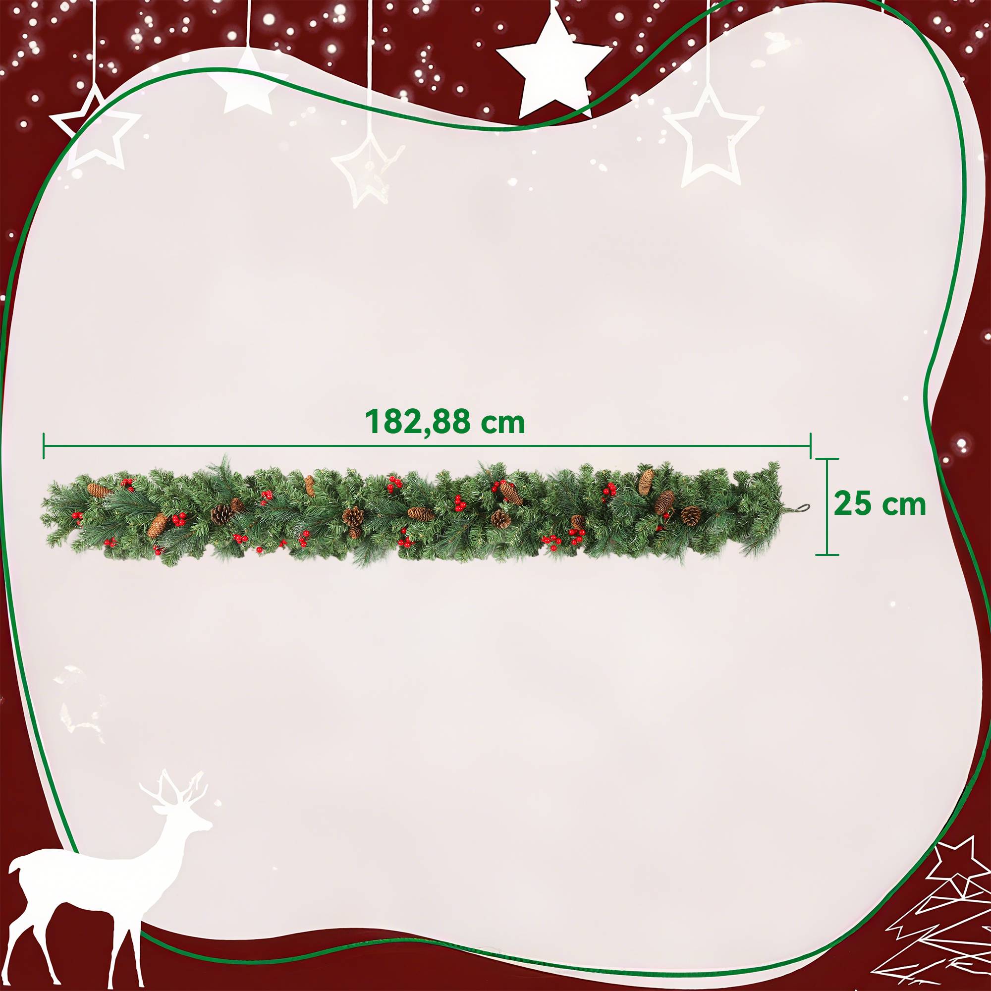 ComfortXL - Guirlande de Noël artificielle en plastique vert enneigé 180 cm 162 branches pour cheminée et décoration intérieure - Image 3