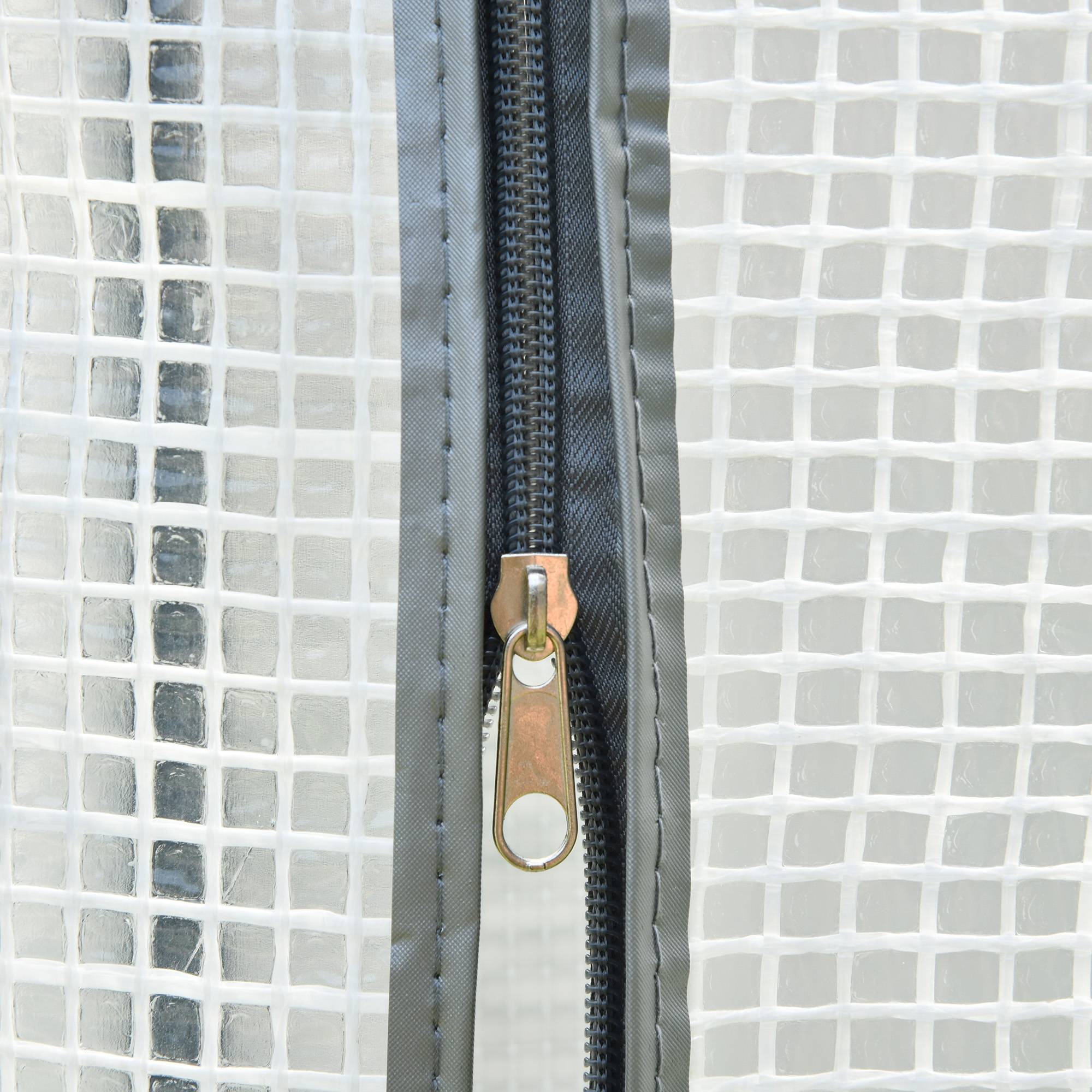 Serre avec film PE grillagé, porte, hivernale, acier, 100 x 50 x 150 cm, Blanc - Image 10