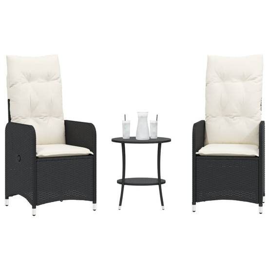 ComfortXL - Salon de Jardin 2 Personnes Résine Tressée Chaises Inclinables et Table Basse pour Balcon Noir – ComfortXL Outdoor Living - Image 1