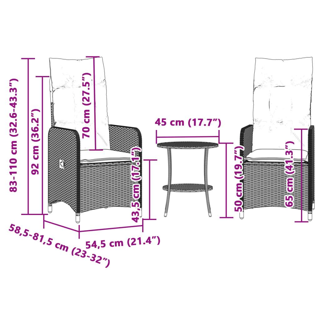 ComfortXL - Salon de Jardin 2 Personnes Résine Tressée Chaises Inclinables et Table Basse pour Balcon Noir – ComfortXL Outdoor Living - Image 5
