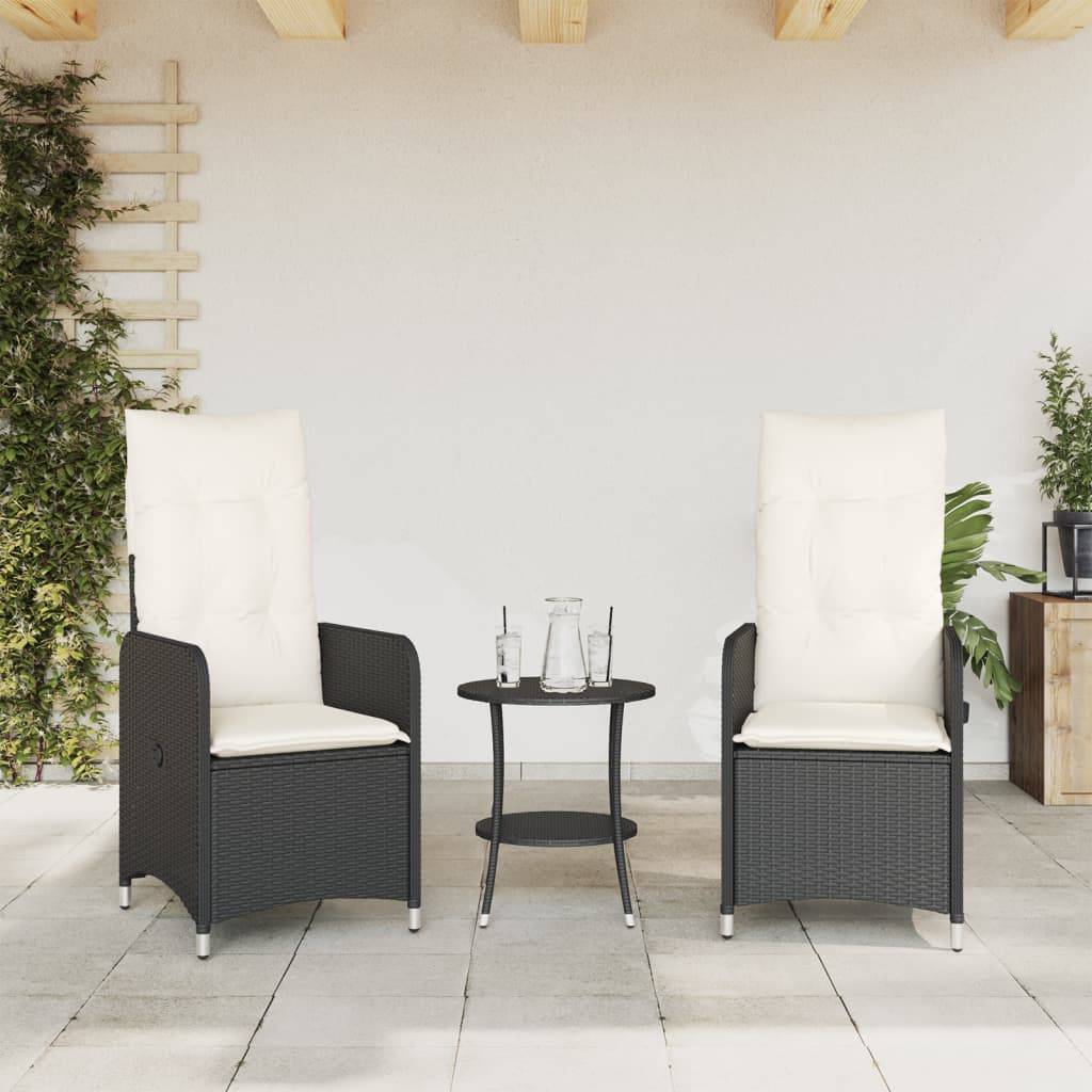 ComfortXL - Salon de Jardin 2 Personnes Résine Tressée Chaises Inclinables et Table Basse pour Balcon Noir – ComfortXL Outdoor Living - Image 3