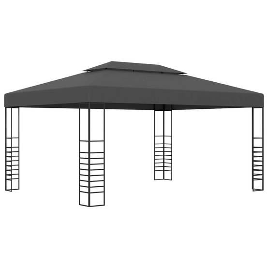 Belvédère de Jardin 4x3m en Acier avec Toit Polyester pour Abri Terrasse Anthracite – ComfortXL Outdoor Living - Image 1
