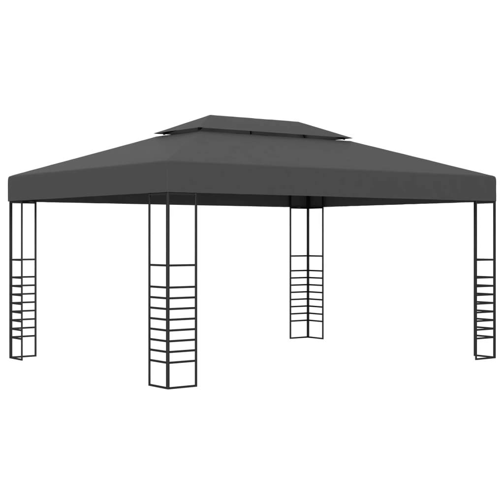 Belvédère de Jardin 4x3m en Acier avec Toit Polyester pour Abri Terrasse Anthracite – ComfortXL Outdoor Living - Image 1