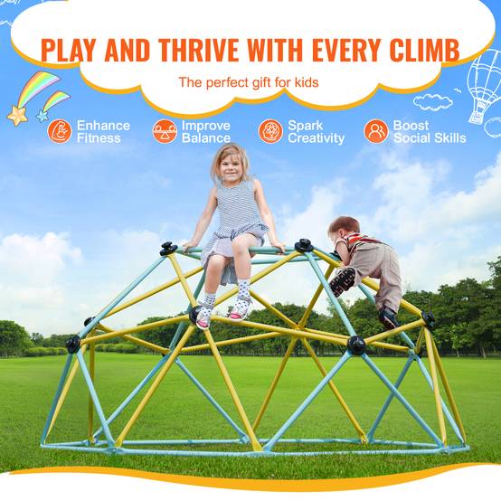 Vevor - VEVOR Dôme d'escalade géométrique enfants 3-9 ans, 183cm, charge 272kg, pour aire de jeu intérieur/extérieur - Image 3