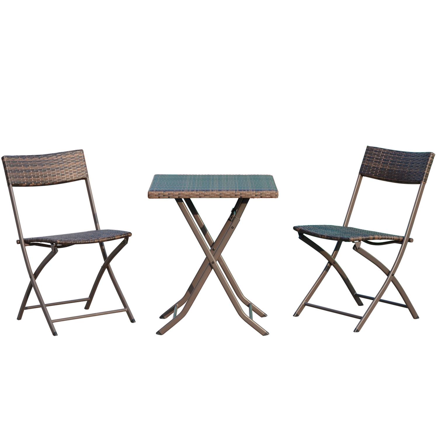 Outsunny - Ensemble meubles de jardin design table carré et chaises pliables résine tressée imitation rotin marron - Outsunny - Image 1