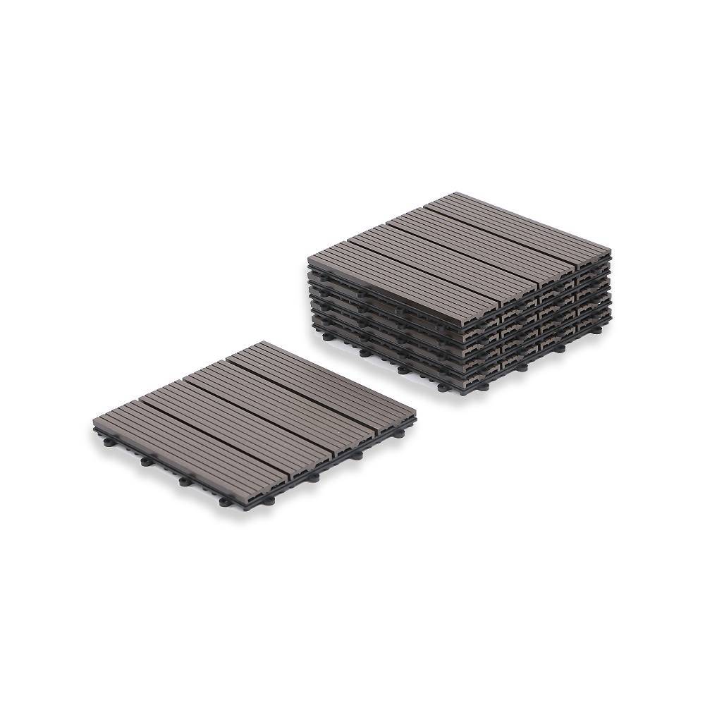 Dalles terrasse en composite effet bois - Lot de 5 Unité Marron