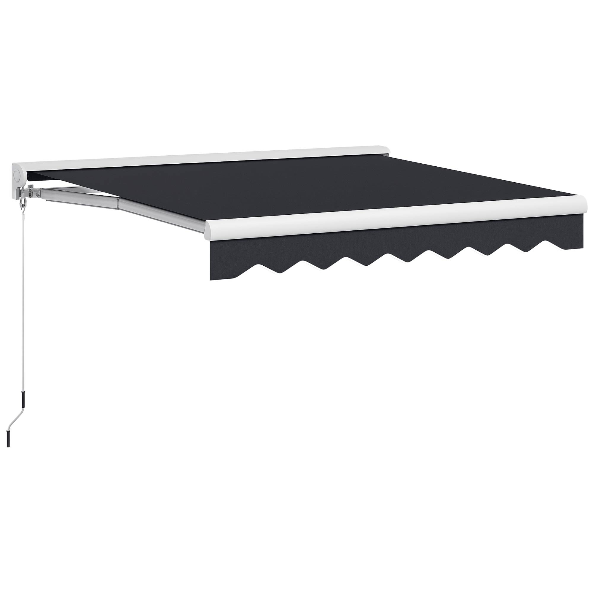 Store banne électrique rétractable et manuel 250 x 200 cm, store portable avec télécommande et manivelle, structure en aluminium gris - Image 1