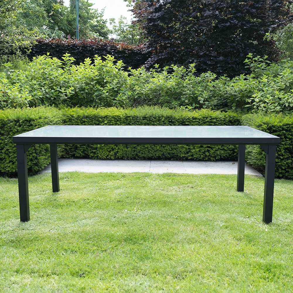 Wilsa Garden - Ensemble BLACKSUN 8p en aluminium, plateau en verre trempé avec 8 fauteuils en textilène - Image 4