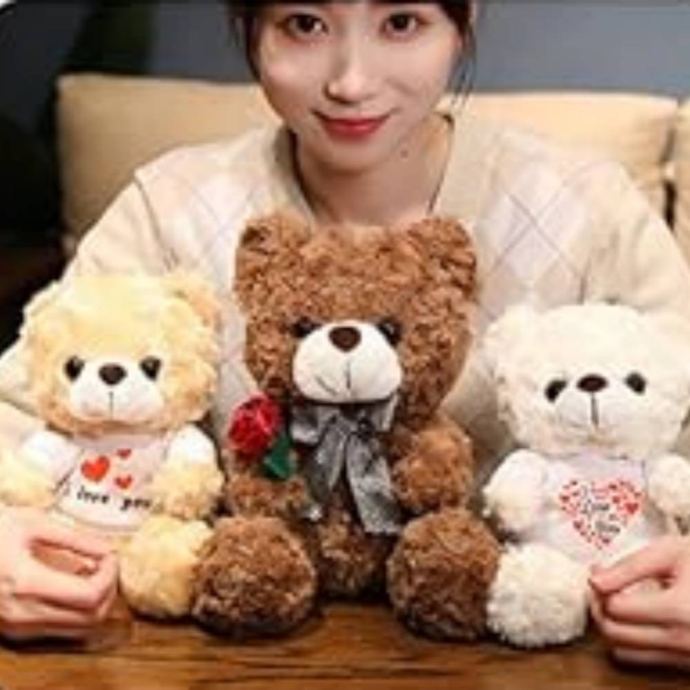 Ours en Peluche Marron Foncé 20cm avec Rose - Cadeau Romantique et Décoratif - Douceur et Réconfort Garantis - Lytech - Image 4