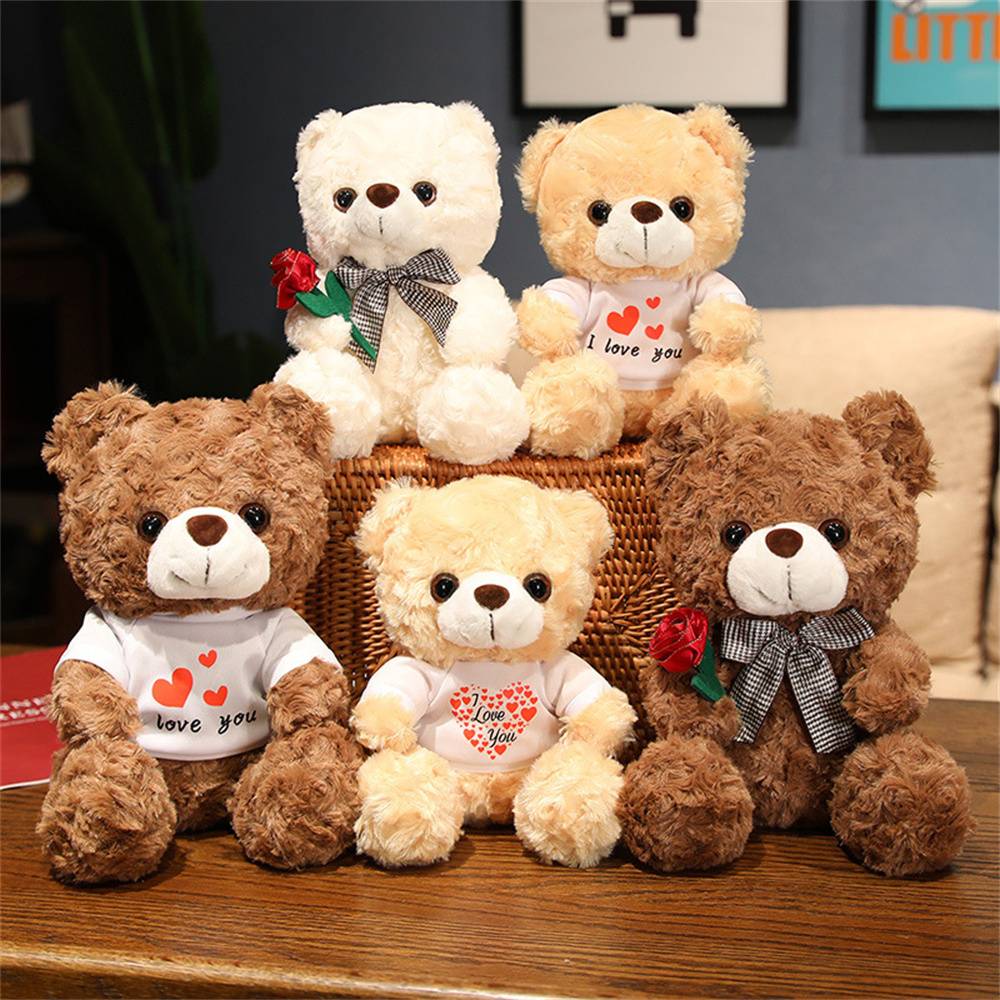 Ours en Peluche Marron Foncé 20cm avec Rose - Cadeau Romantique et Décoratif - Douceur et Réconfort Garantis - Lytech - Image 3