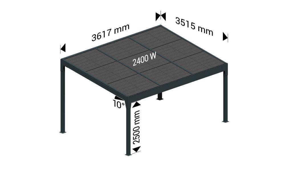 Ombrazur - Carport solaire ENERGY 1 pente Gris anthracite 3,617x3,515m 2400W OMBRAZUR - Image 4