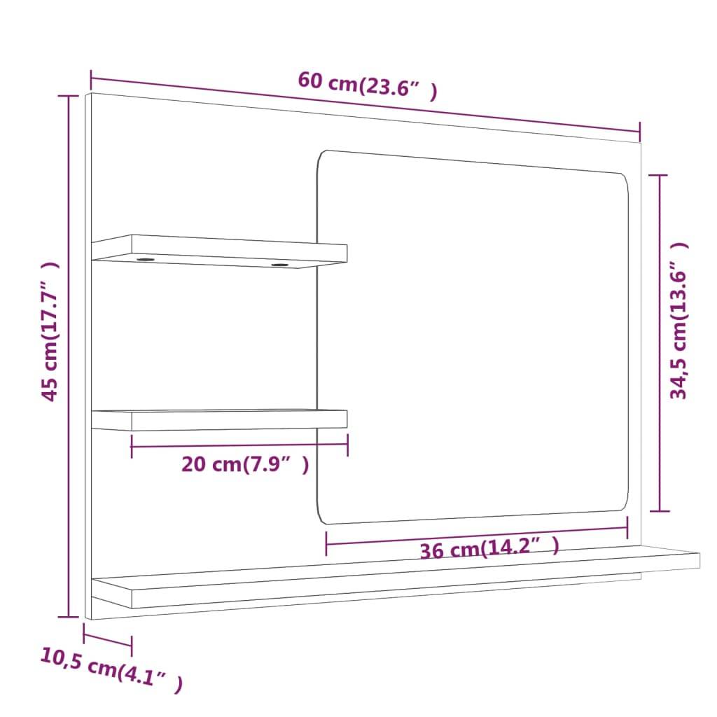 Miroir de bain 60 x 10,5 x 45 cm bois d'ingénierie marron - Image 5