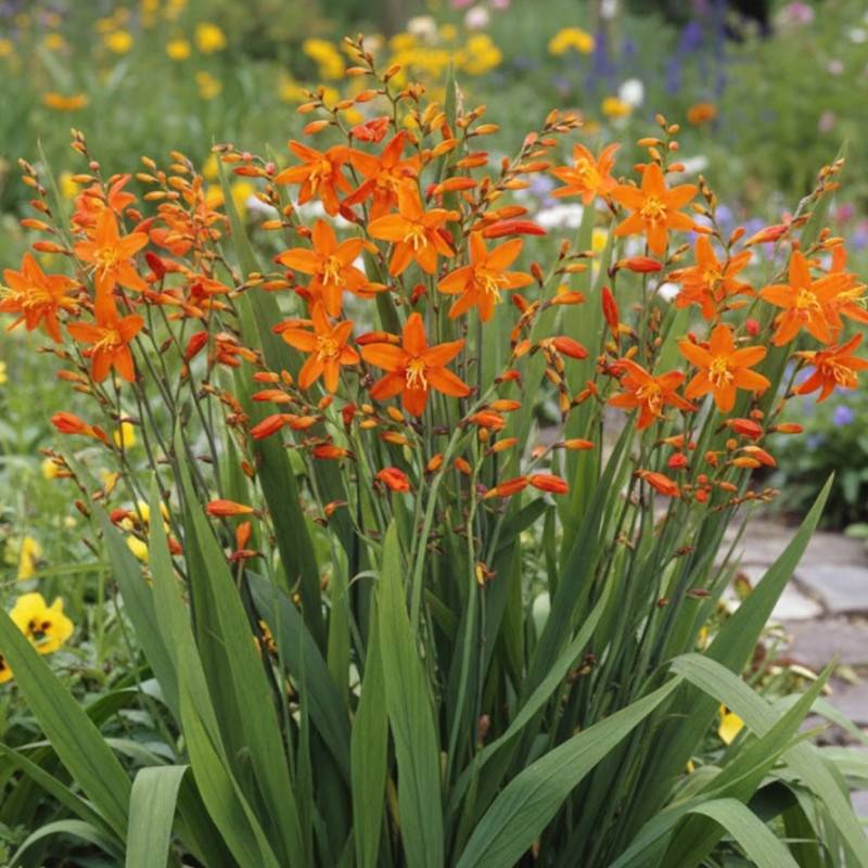 Crocosmia Babylon, Montbretia à fleurs Orange/ - feuillage Caduc - Godet - 5/20 cm - Image 1