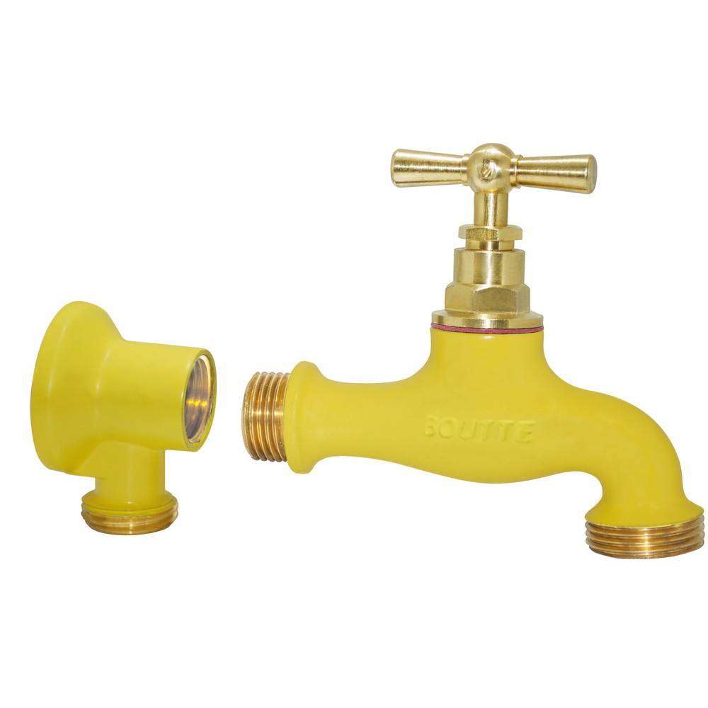 Kit robinet jaune en laiton peinture époxy, 15x21, 20x27, avec applique Boutté