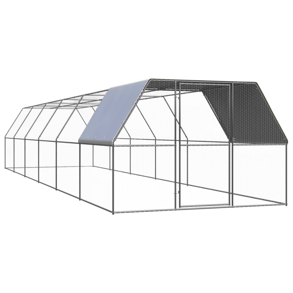 Poulailler Volière Extérieur Acier Galvanisé pour Jardin Sécurisé 3x12x2m – ComfortXL Outdoor Living - Image 1
