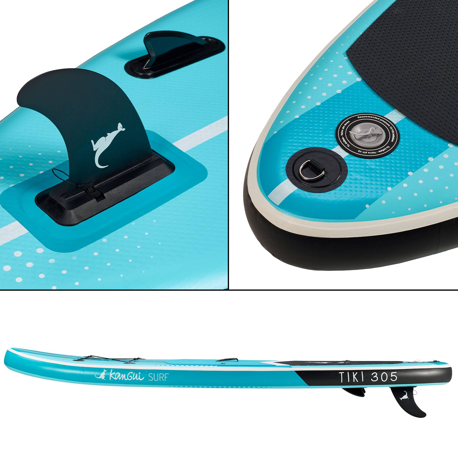 Kangui - KANGUI Stand up Paddle 305cm SUP gonflable + pagaie + sac à dos + pompe haute pression + leash + kit de réparation - TIKI - Image 3