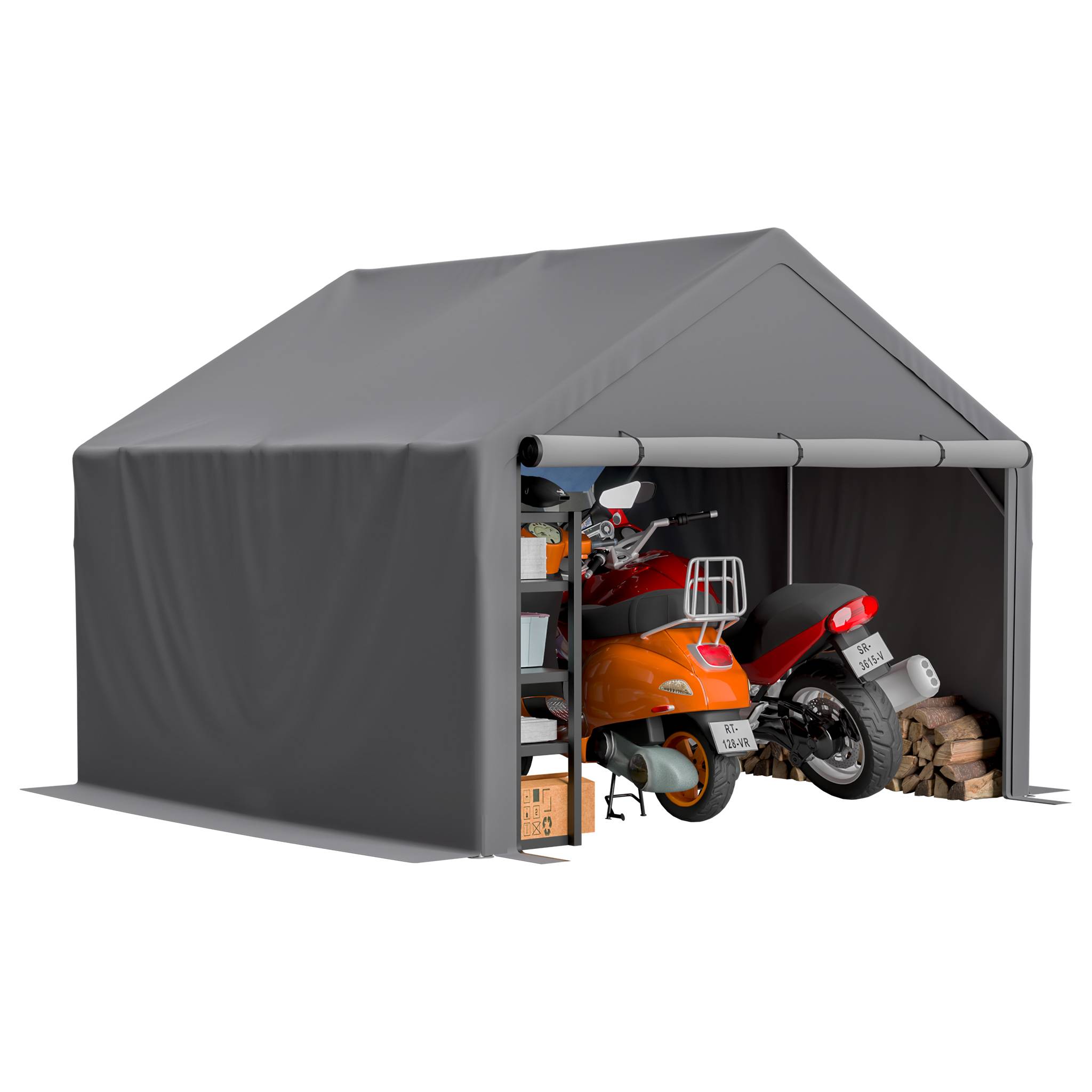 Abri de Stockage XXL Tente de Jardin pour Vélos et Outils Acier Galvanisé 305x396x233cm Gris - ComfortXL Outdoor Living - Image 10