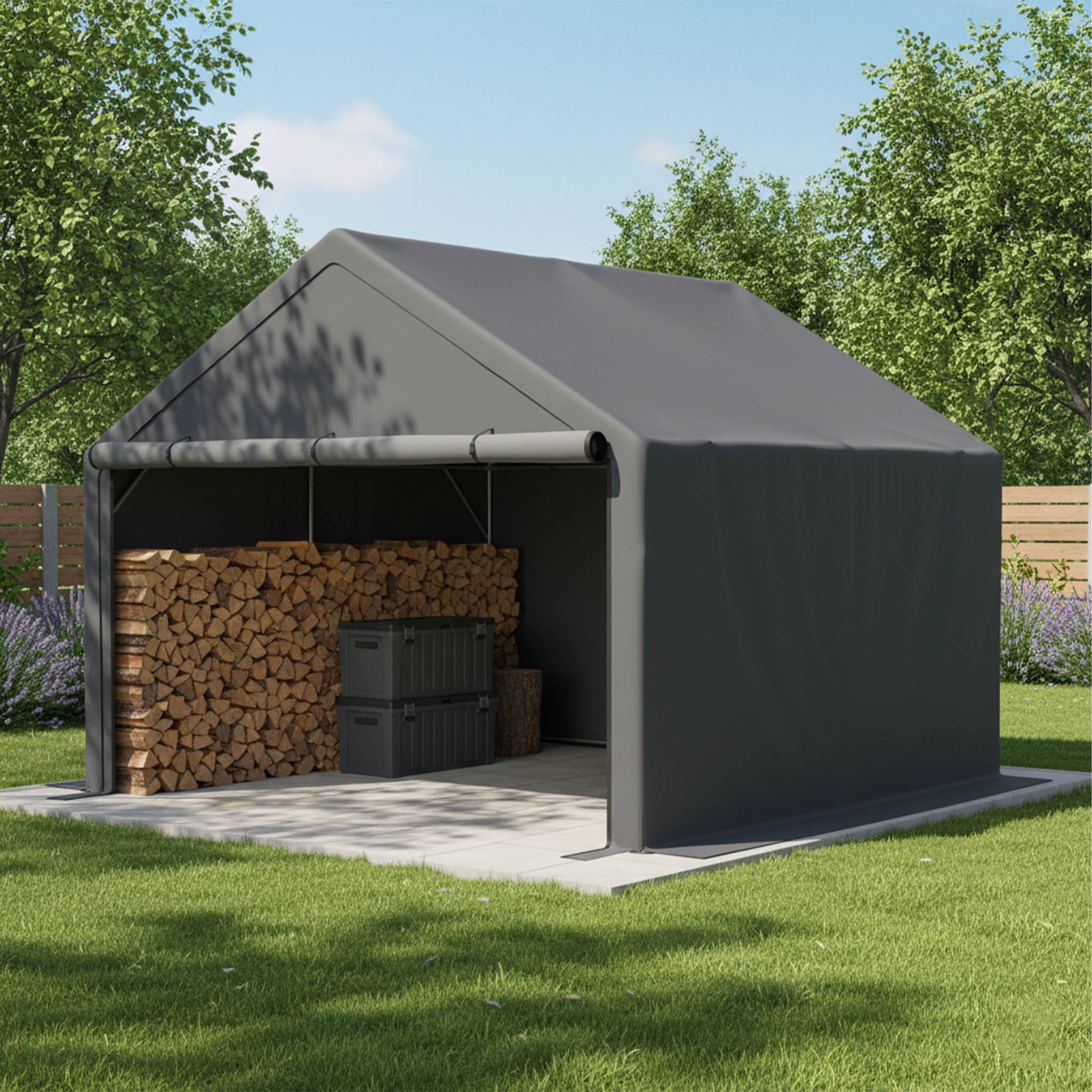Abri de Stockage XXL Tente de Jardin pour Vélos et Outils Acier Galvanisé 305x396x233cm Gris - ComfortXL Outdoor Living - Image 6