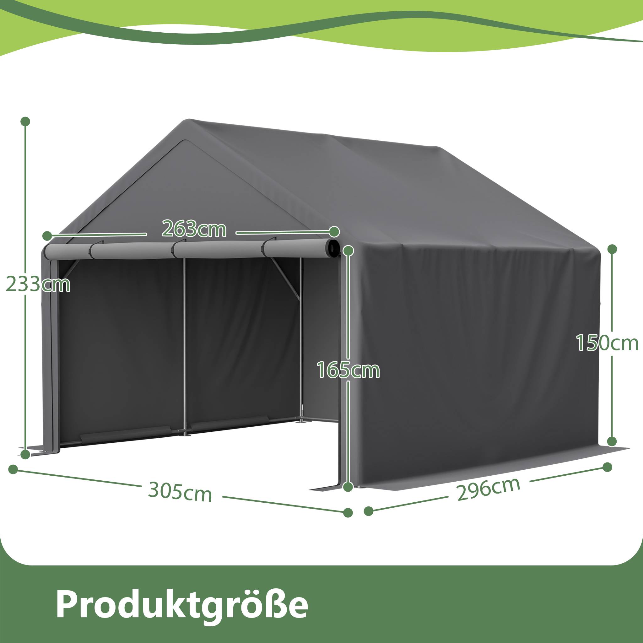Abri de Stockage XXL Tente de Jardin pour Vélos et Outils Acier Galvanisé 305x396x233cm Gris - ComfortXL Outdoor Living - Image 2