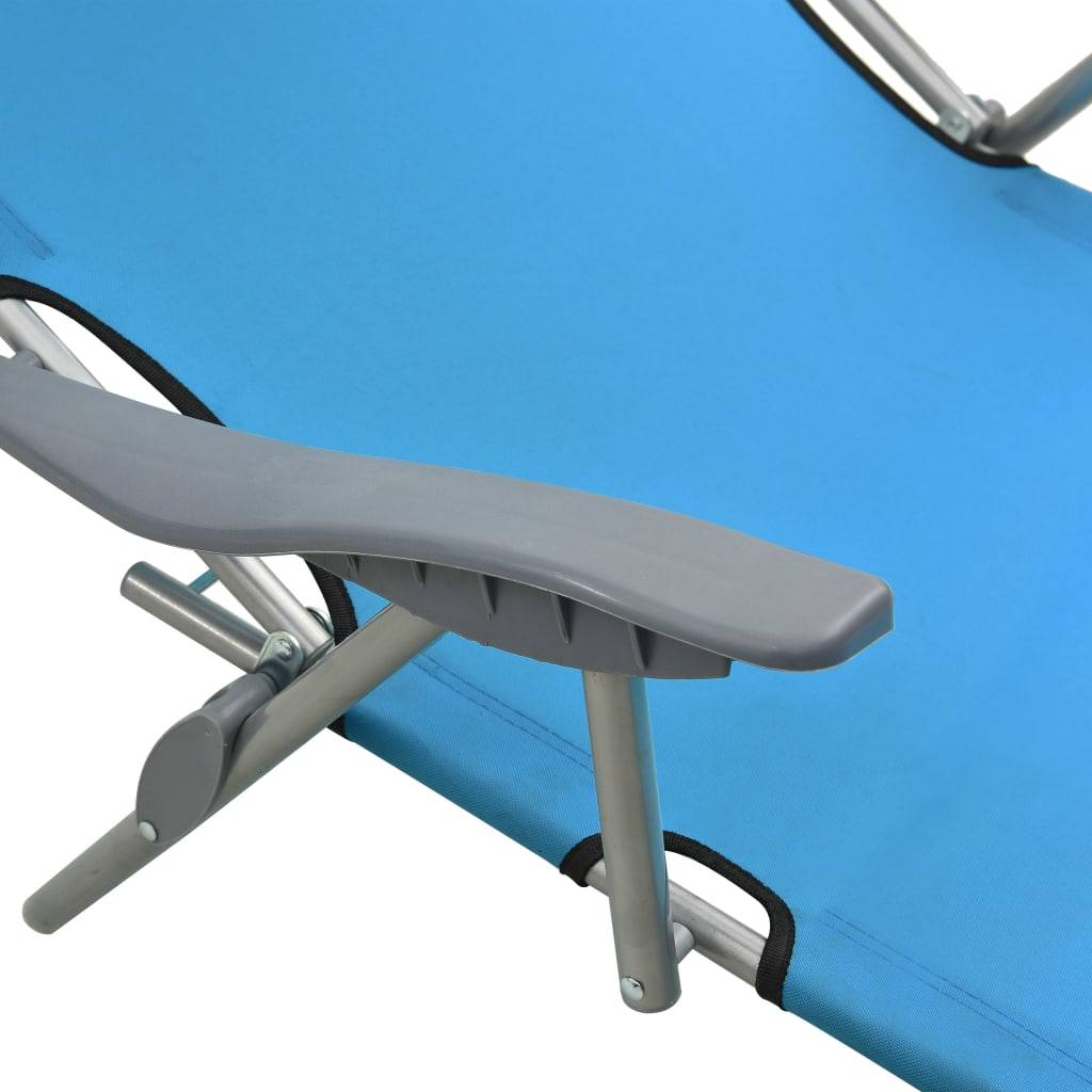Helloshop26 - Transat chaise longue bain de soleil lit de jardin terrasse meuble d'extérieur 188 cm avec auvent acier bleu - Image 6