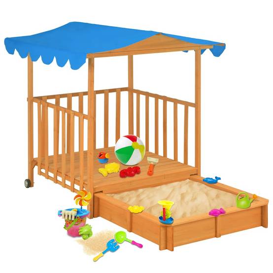 Autre - Maison de jeu d'enfants et bac à sable Bois de sapin Bleu UV50 - Image 1